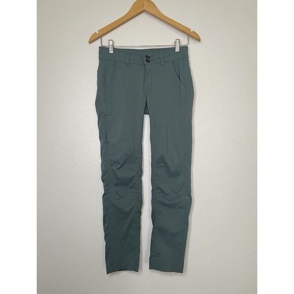 PrAna Halle Hiking Pants Convertible Active Pockets Green Teal Outdoor Hiking 0 - Picture 1 of 3